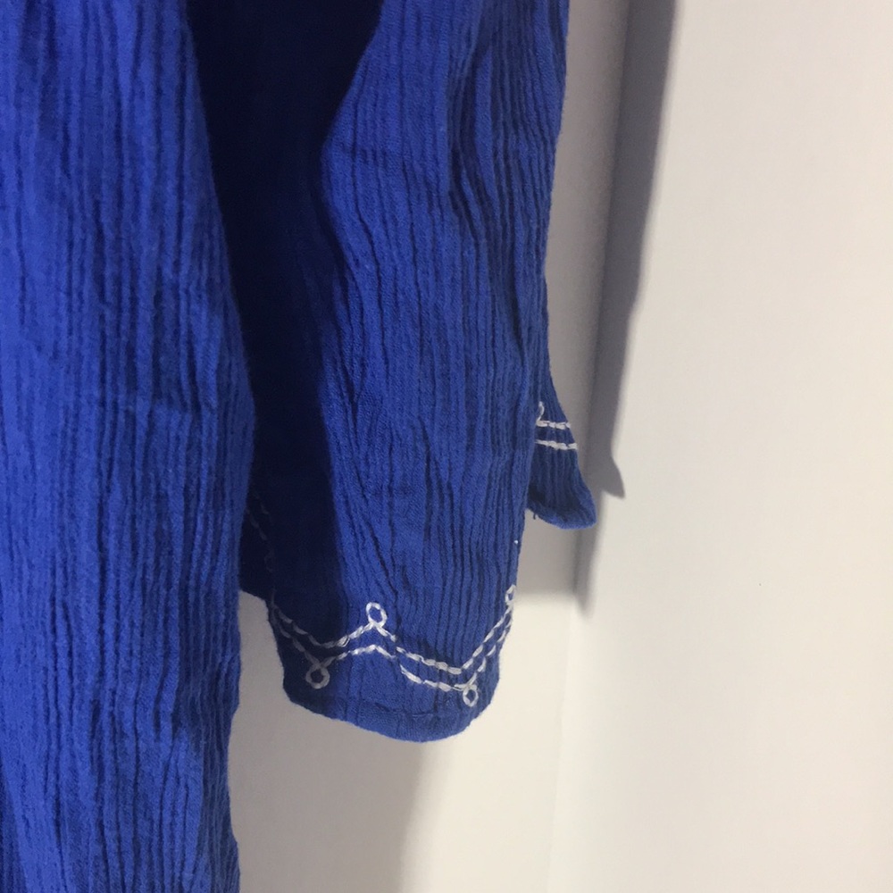 d & co. long sleeve size 3x blue white cotton polyester embroidered top summer - Picture 6 of 11